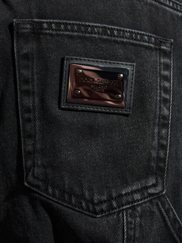 D&G Appliqué Black Straight Jeans