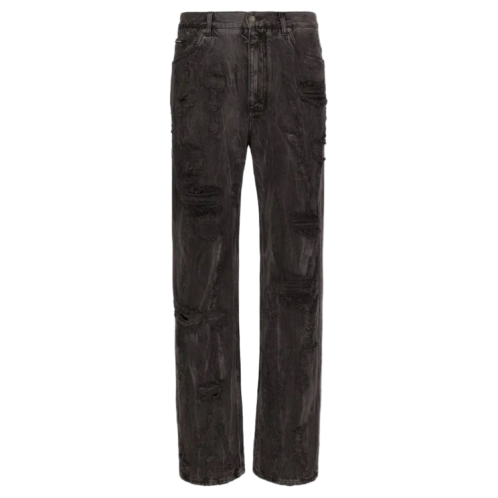 D&G Distressed Straight-Leg Jeans